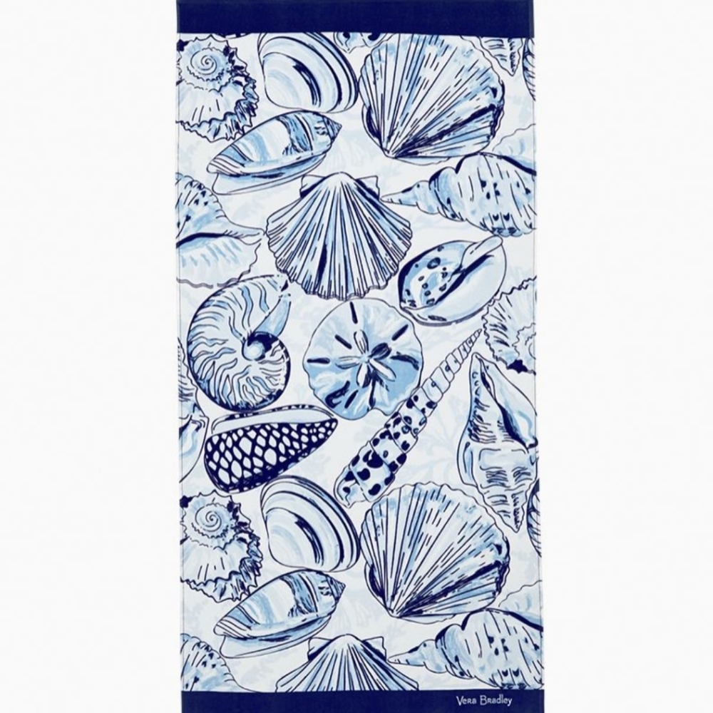 Vera Bradley; Morning Shells Blue; Beach Cosmetic Bag; Beach Towel (as-is); NWT